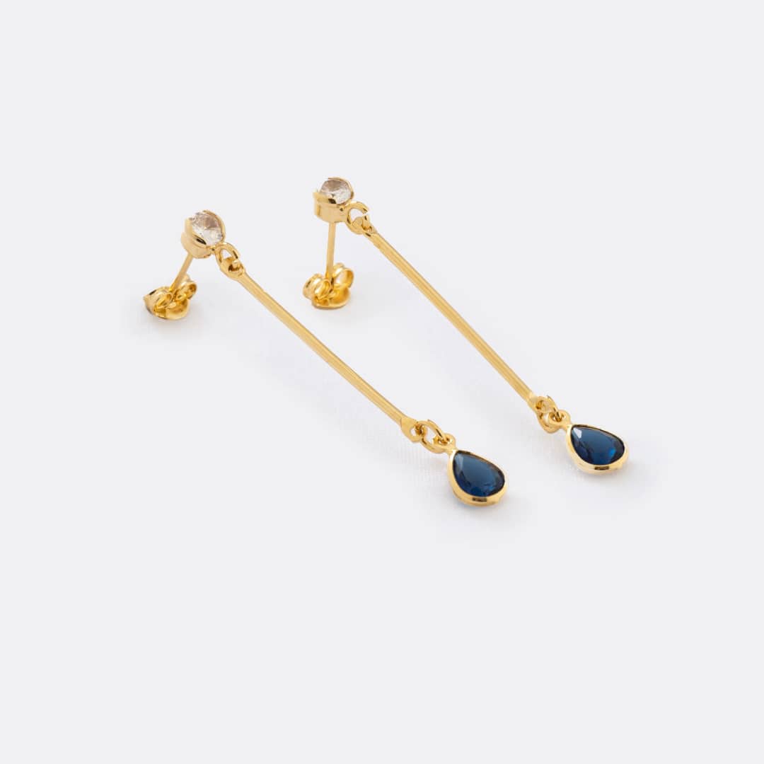 Areta larga blue en oro laminado 18K - Ofir18K