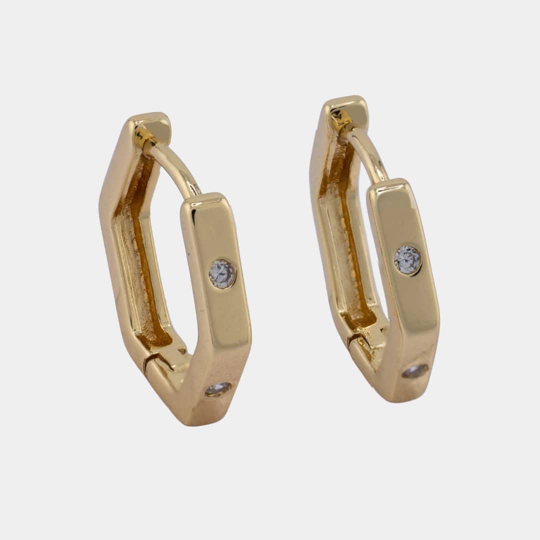 Candonga hexa grial 13 mm en oro laminado 18K - Ofir18K