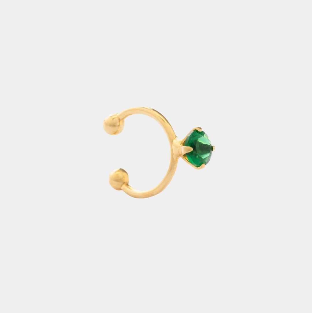 Piercing fake circon verde 1 en oro laminado 18K - Ofir18K