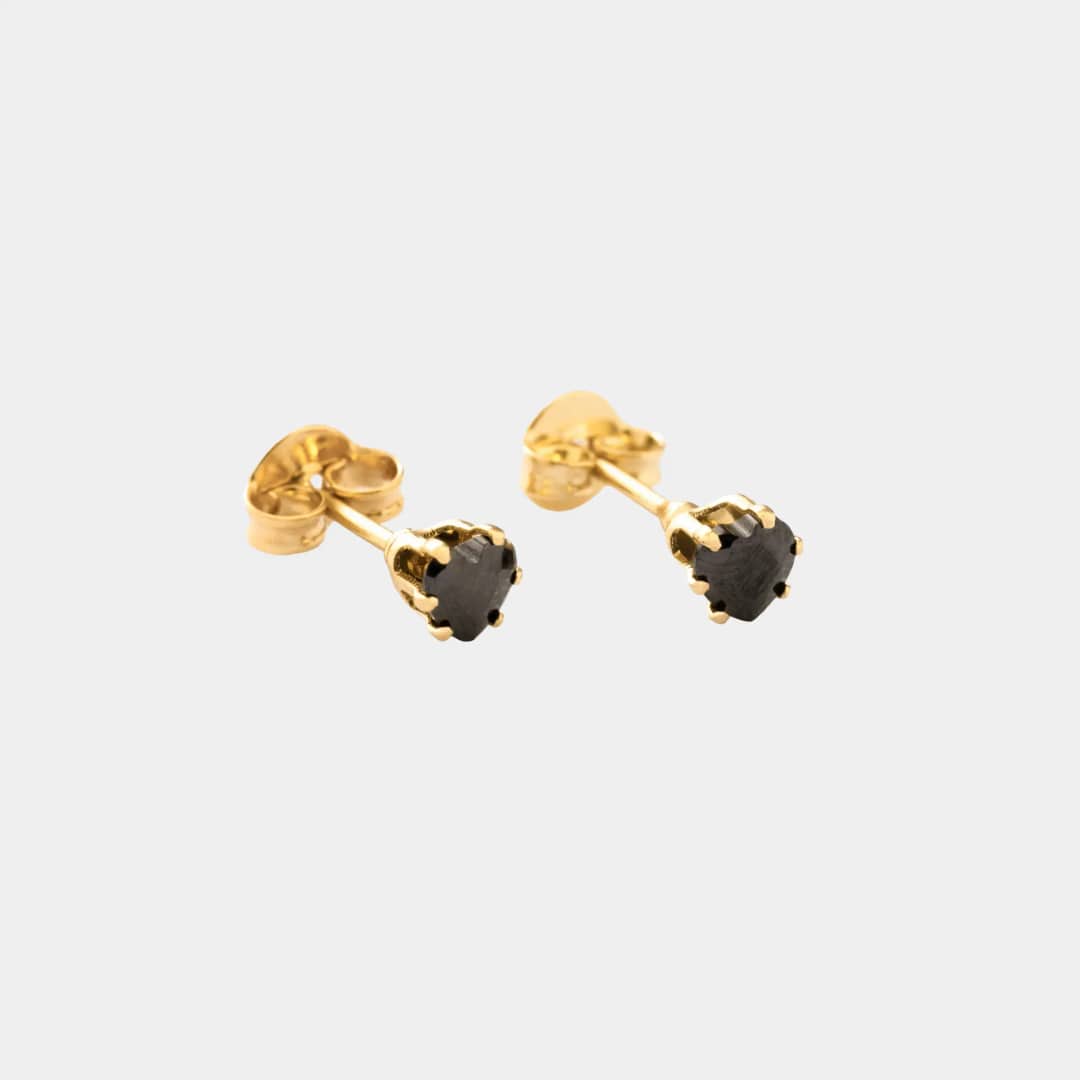 Topo circon corazon negro en oro laminado 18K - Ofir18K