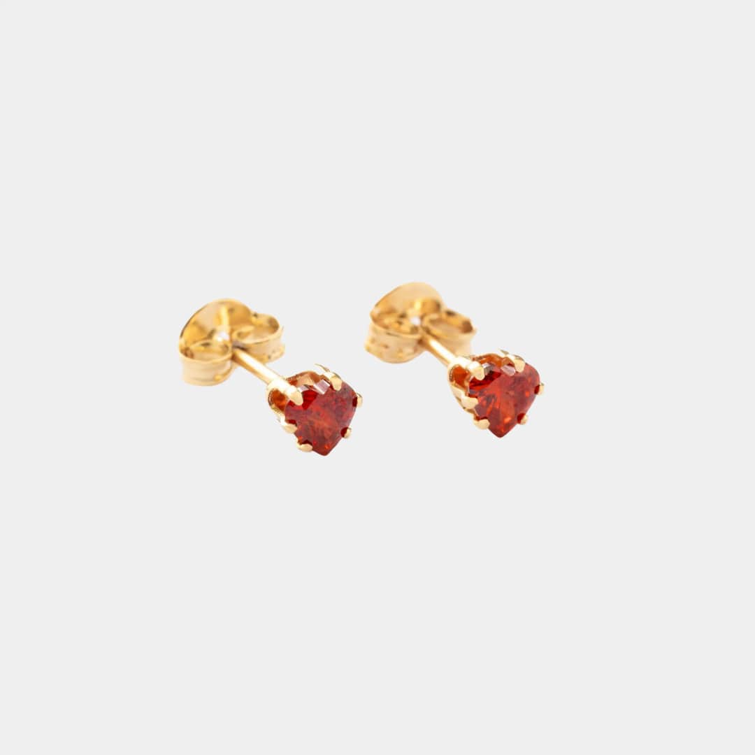 Topo circon corazon rojo en oro laminado 18K - Ofir18K