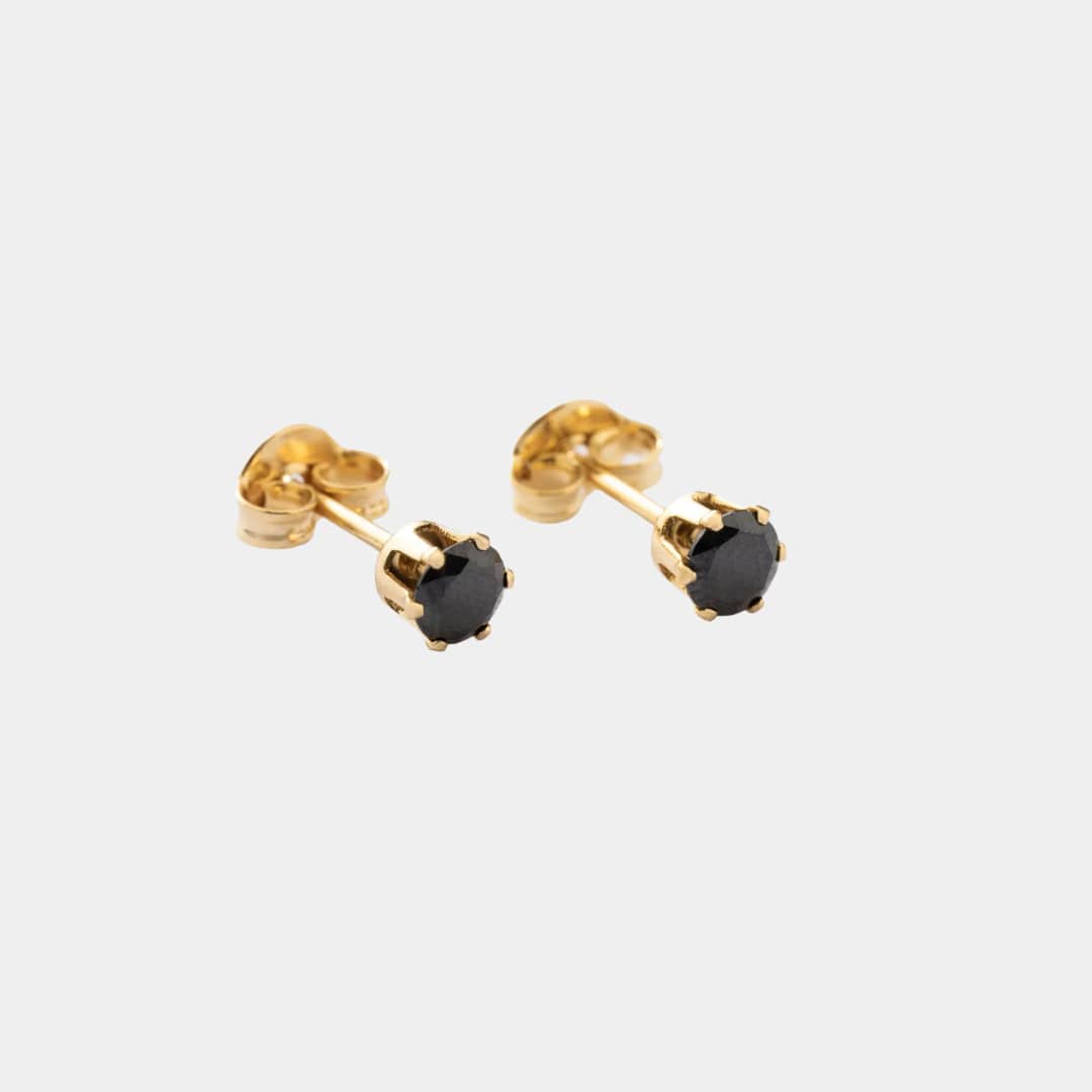 Topo circon redondo negro en oro laminado 18K - Ofir18K