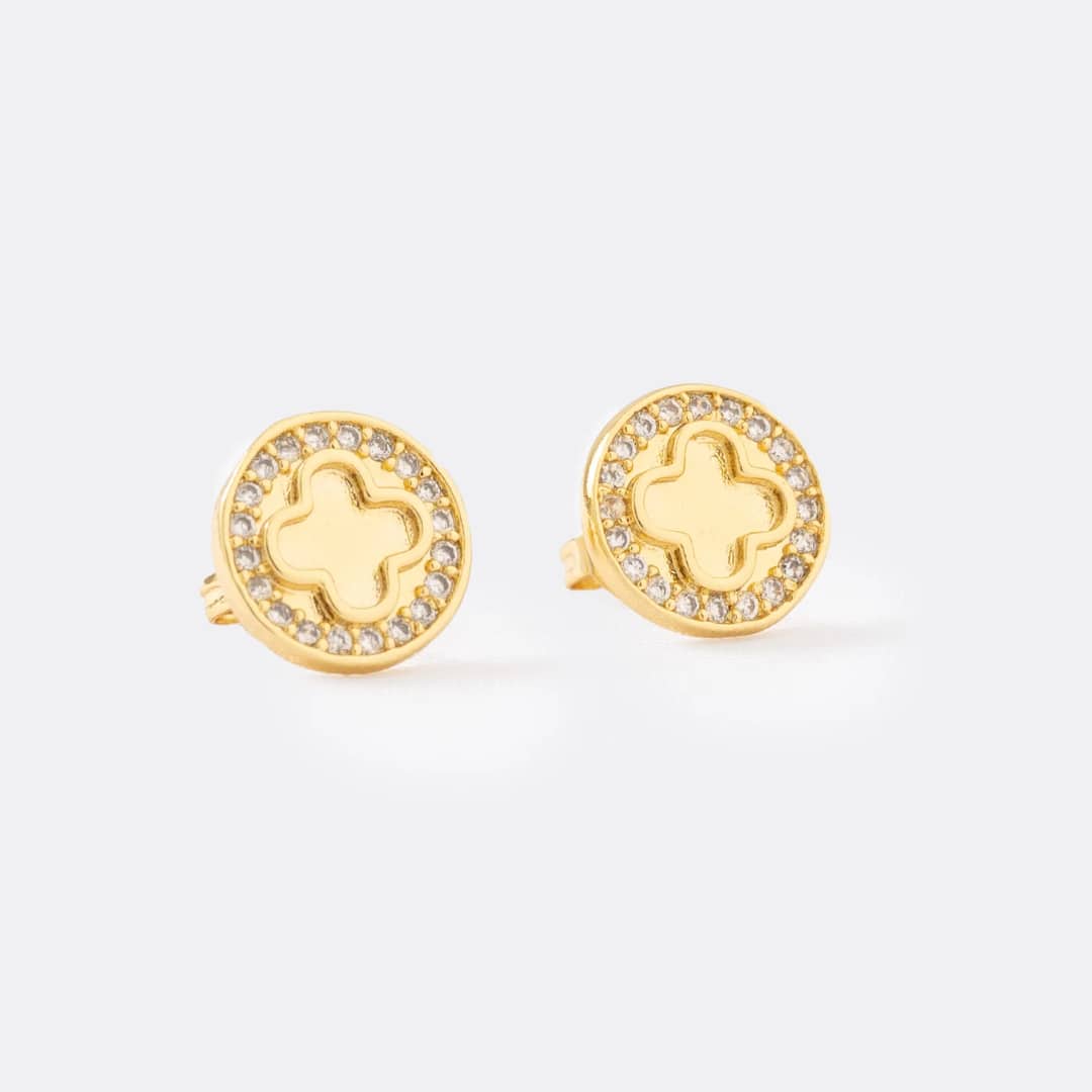 Topo clover redondo fondo 1 cm en oro laminado 18K - Ofir18K