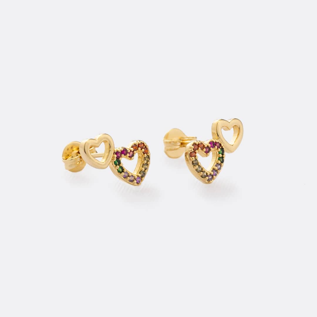 Topo doble corazón en oro laminado 18K - Ofir18K