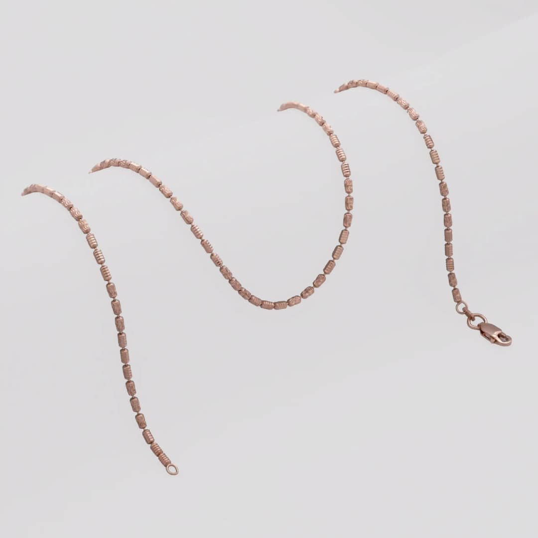 Cadena tejido Barril Prismc Rose IT en oro laminado 18K, 45 cm - Ofir18K