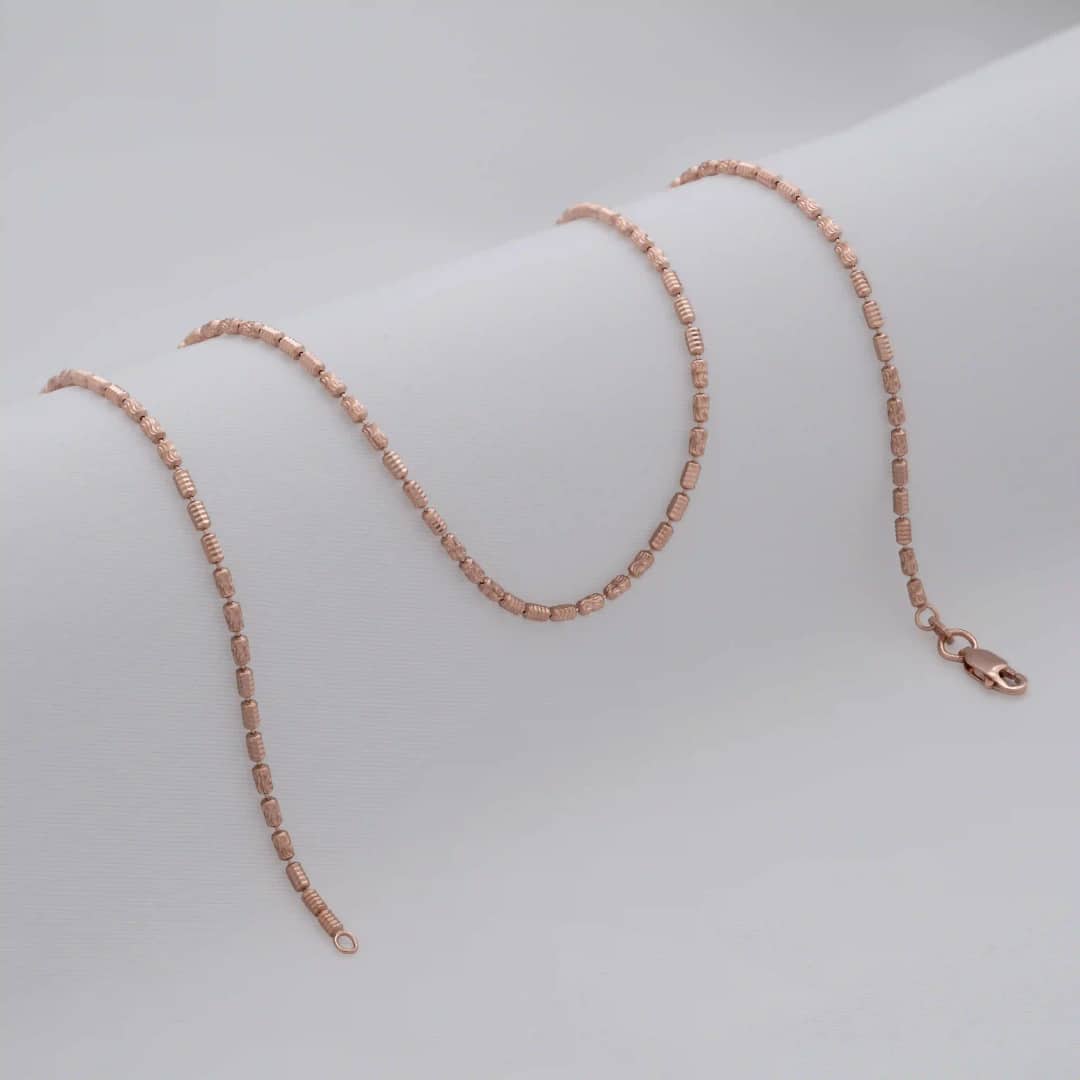 Cadena tejido Barril Prismc Rose IT en oro laminado 18K, 65 cm - Ofir18K