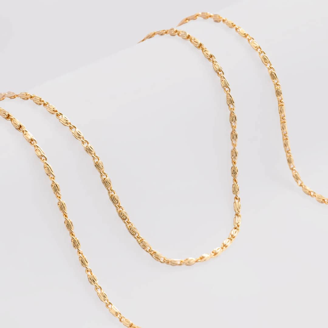 Cadena tejido Caracol Gruesa en oro laminado 18K, 45 cm - Ofir18K