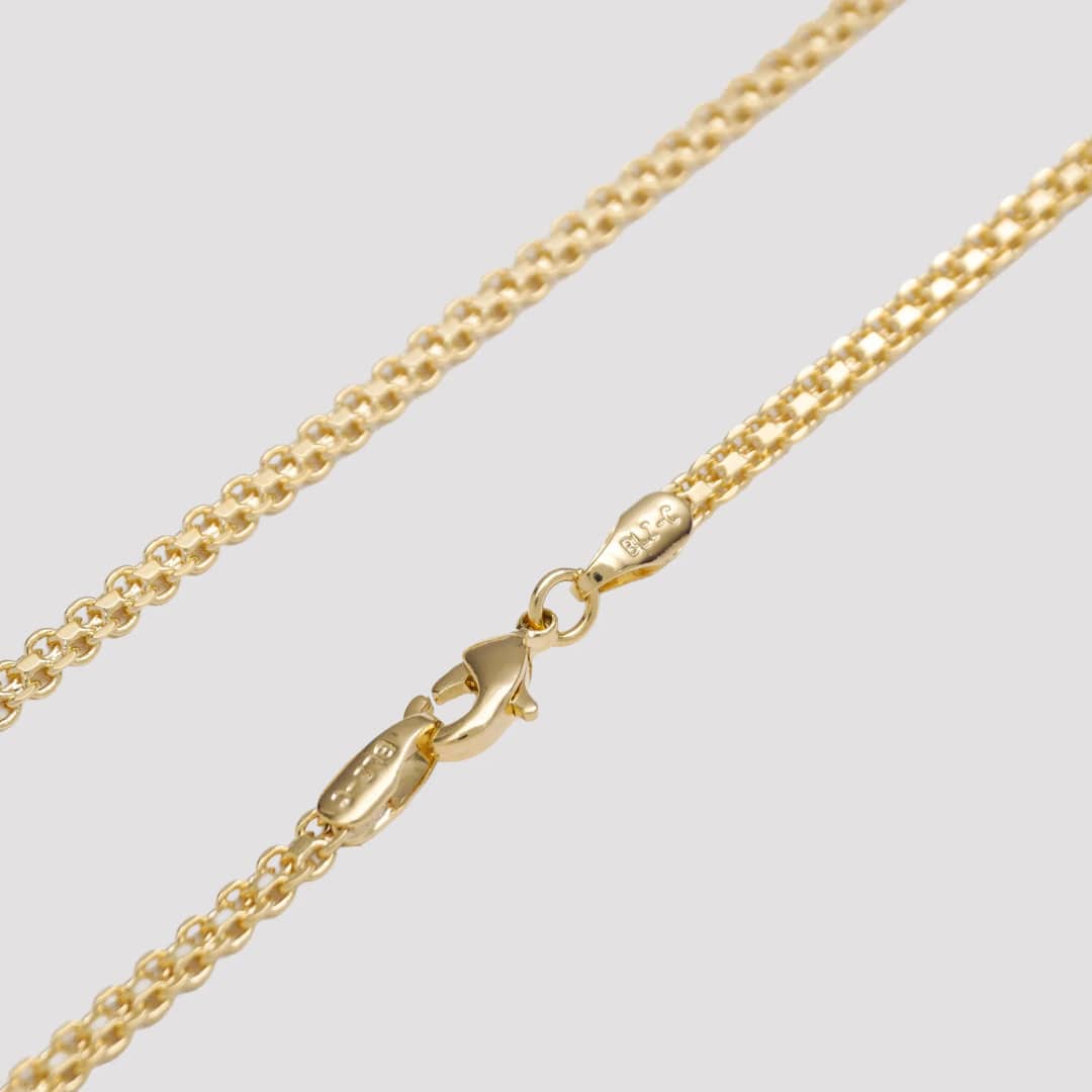 Cadena tejido Chino 3 mm en oro laminado 18K, 45 cm - Ofir18K