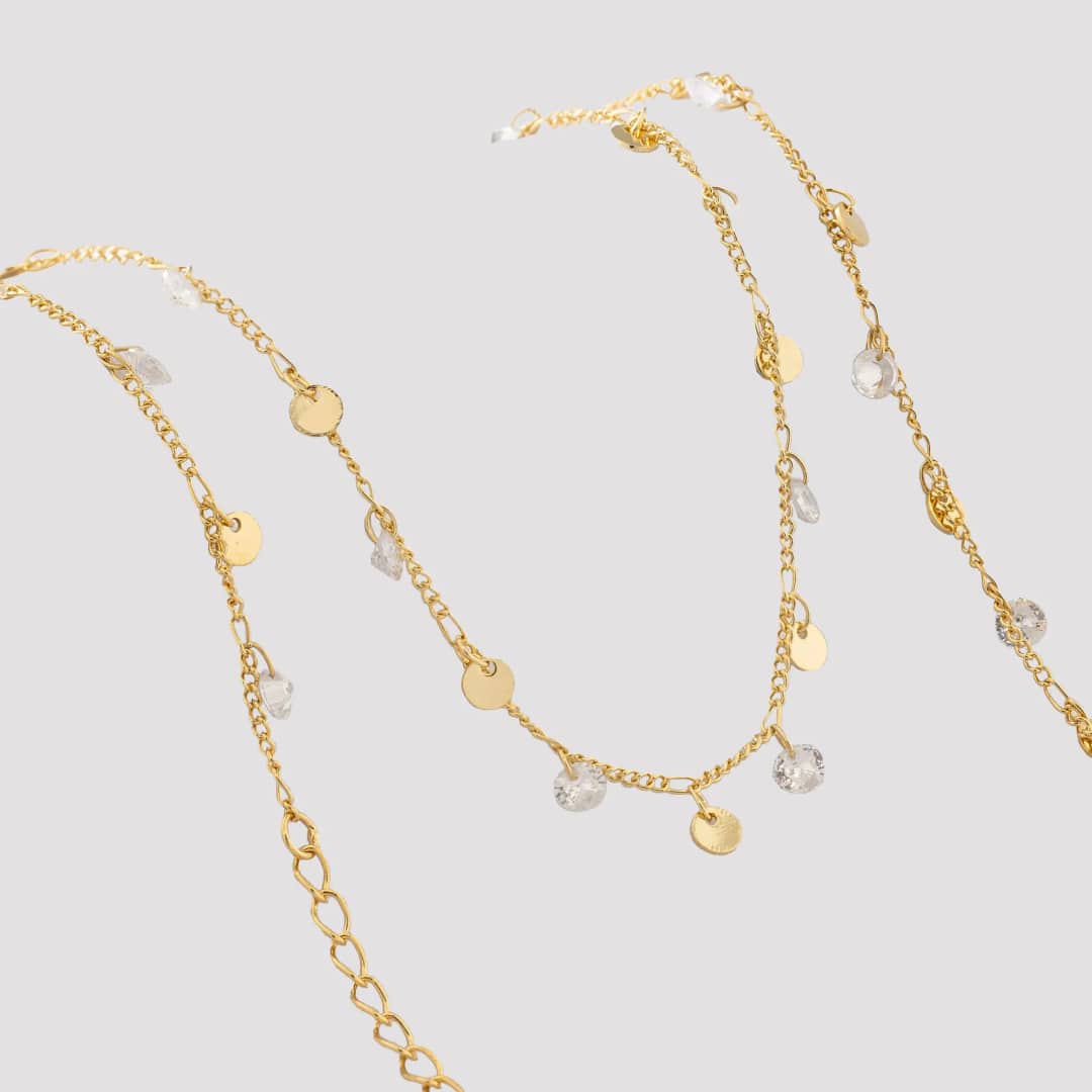 Cadena tejido Cubana Circonias en oro laminado 18K, 45 cm - Ofir18K