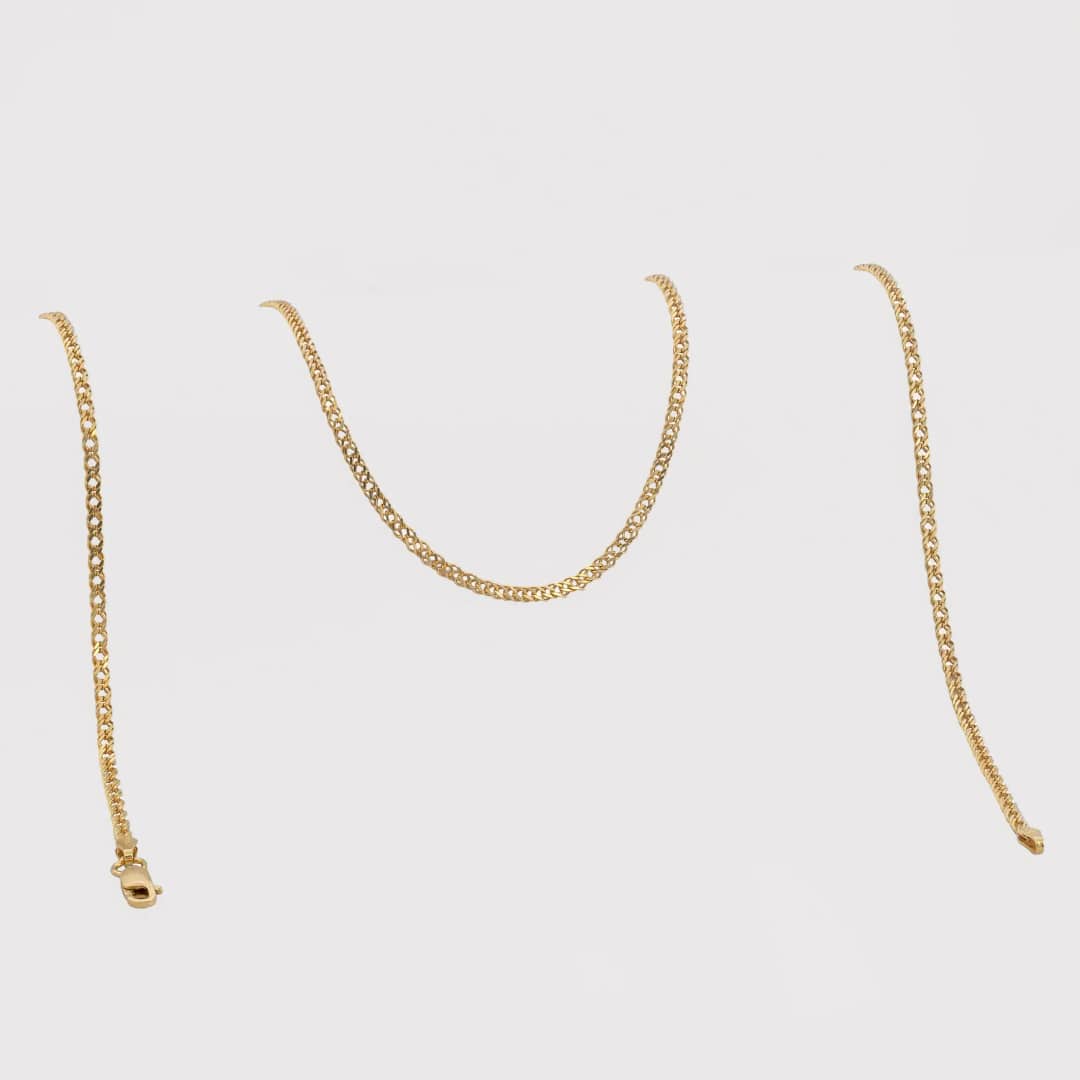 Cadena tejido Cubana Cruzada 2.4 mm en oro laminado 18K, 65 cm - Ofir18K