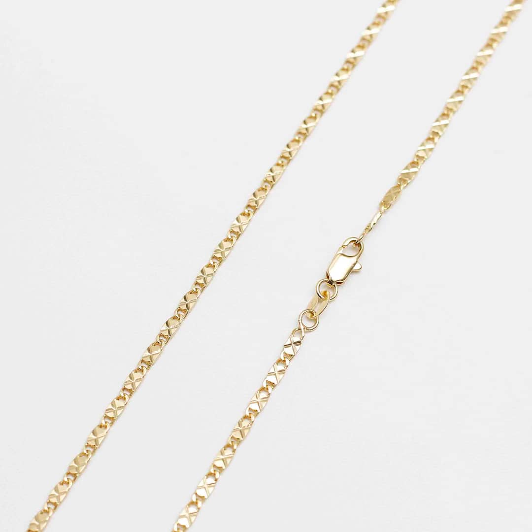 Cadena tejido Destellos 2.5 mm en oro laminado 18K, 45 cm - Ofir18K