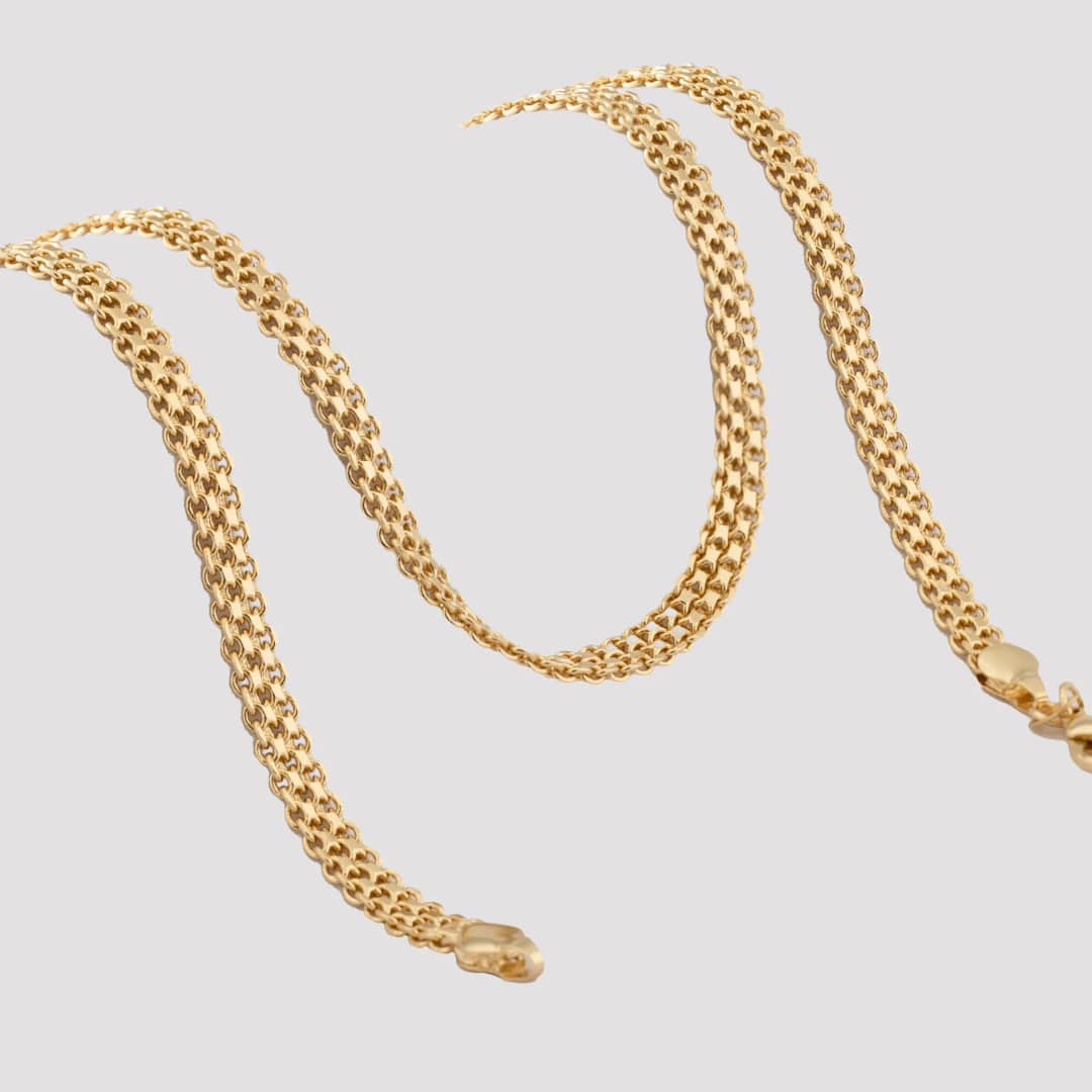 Cadena tejido Doble Carril en oro laminado 18K, 65 cm - Ofir18K