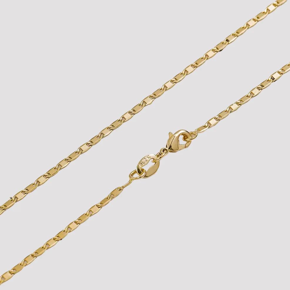 Cadena tejido Escalera Delgada Plana Lisa en oro laminado 18K, 65 cm - Ofir18K