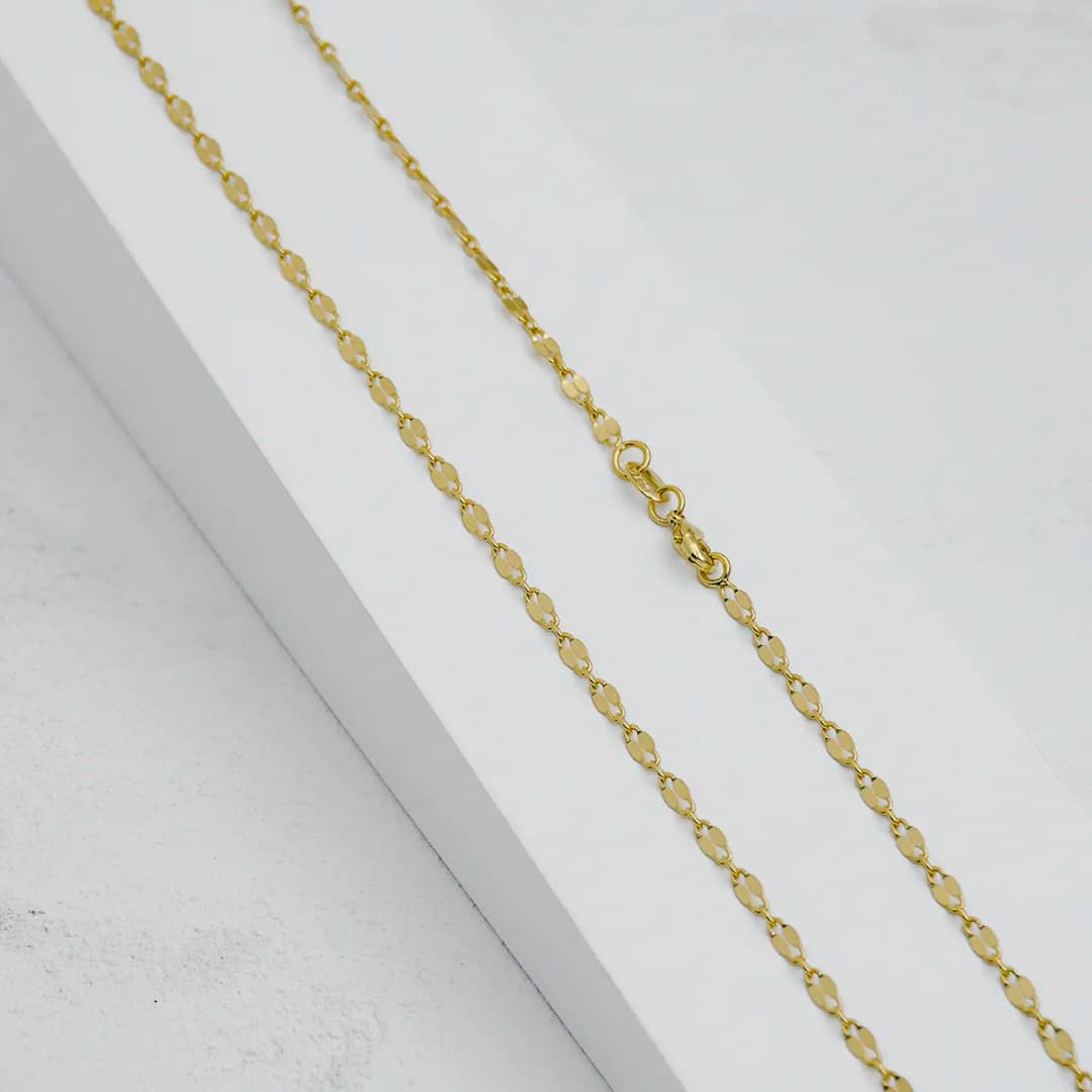 Cadena tejido Espejo Cuadrada en oro laminado 18K, 65 cm - Ofir18K