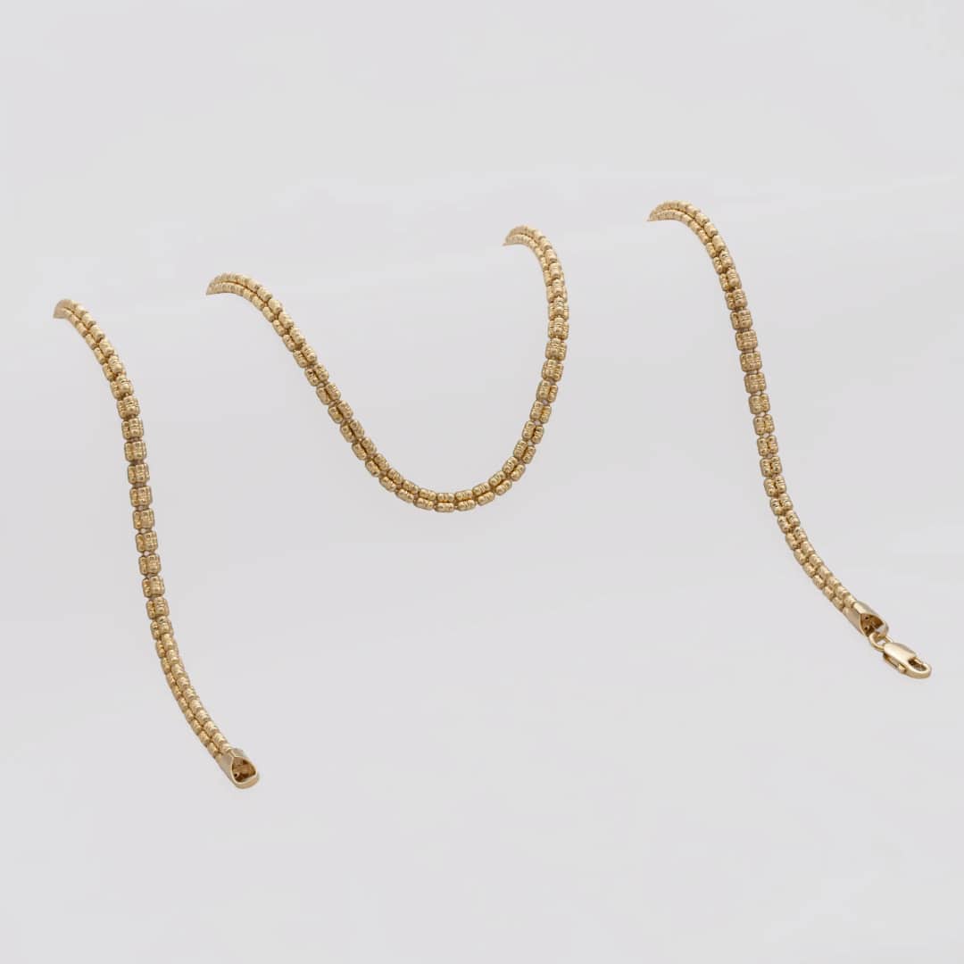Cadena tejido ICE 3L TRI IT en oro laminado 18K, 65 cm - Ofir18K