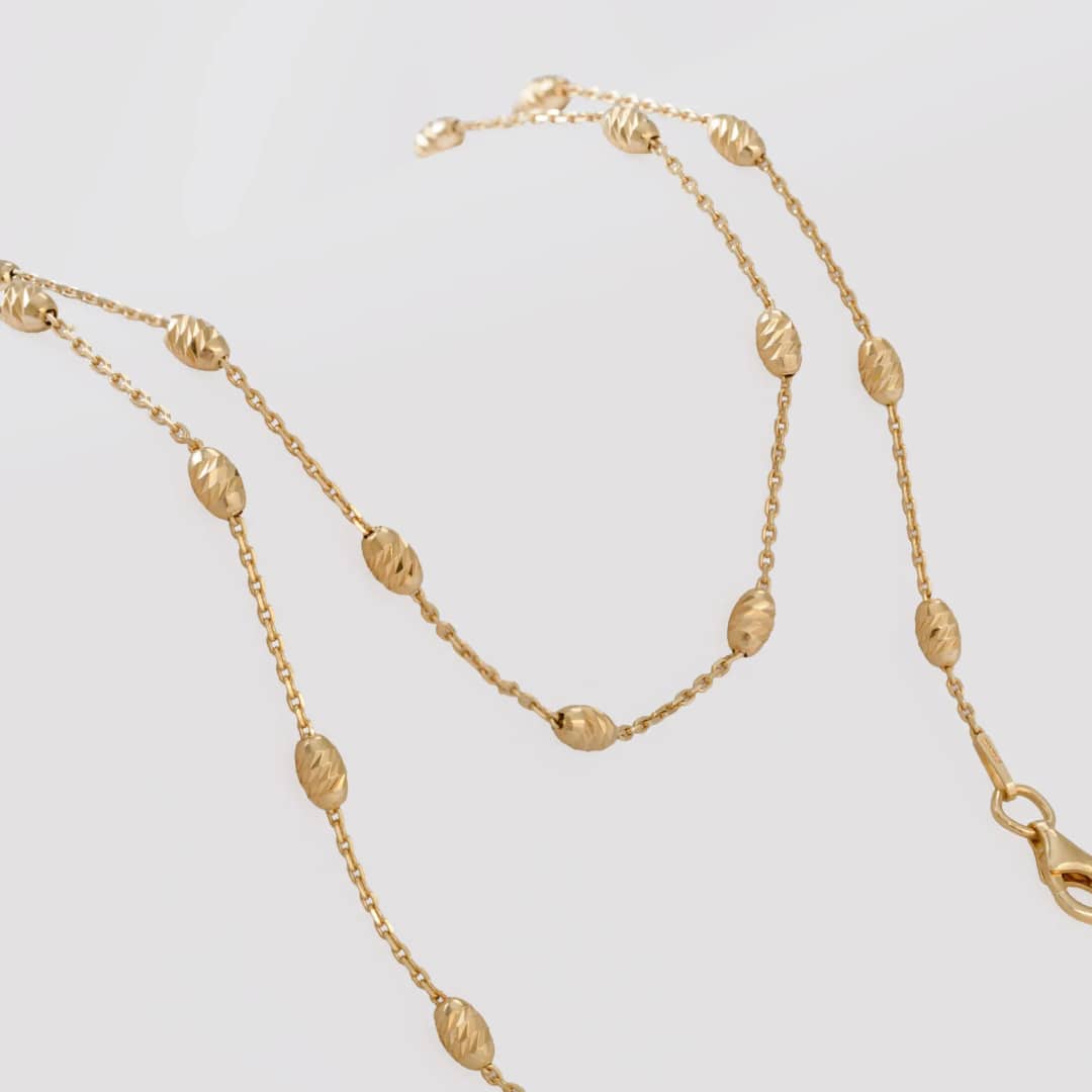 Cadena tejido Militar Espaciada Ovalada Italy IT en oro laminado 18K, 65 cm - Ofir18K