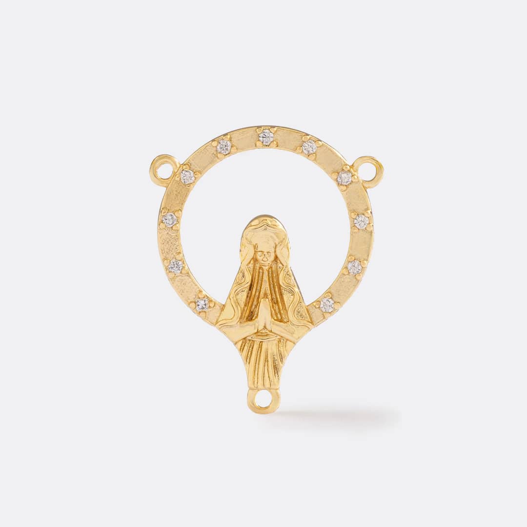 Crucero Virgen Con Circonias Cristal en oro laminado 18K - Ofir18K