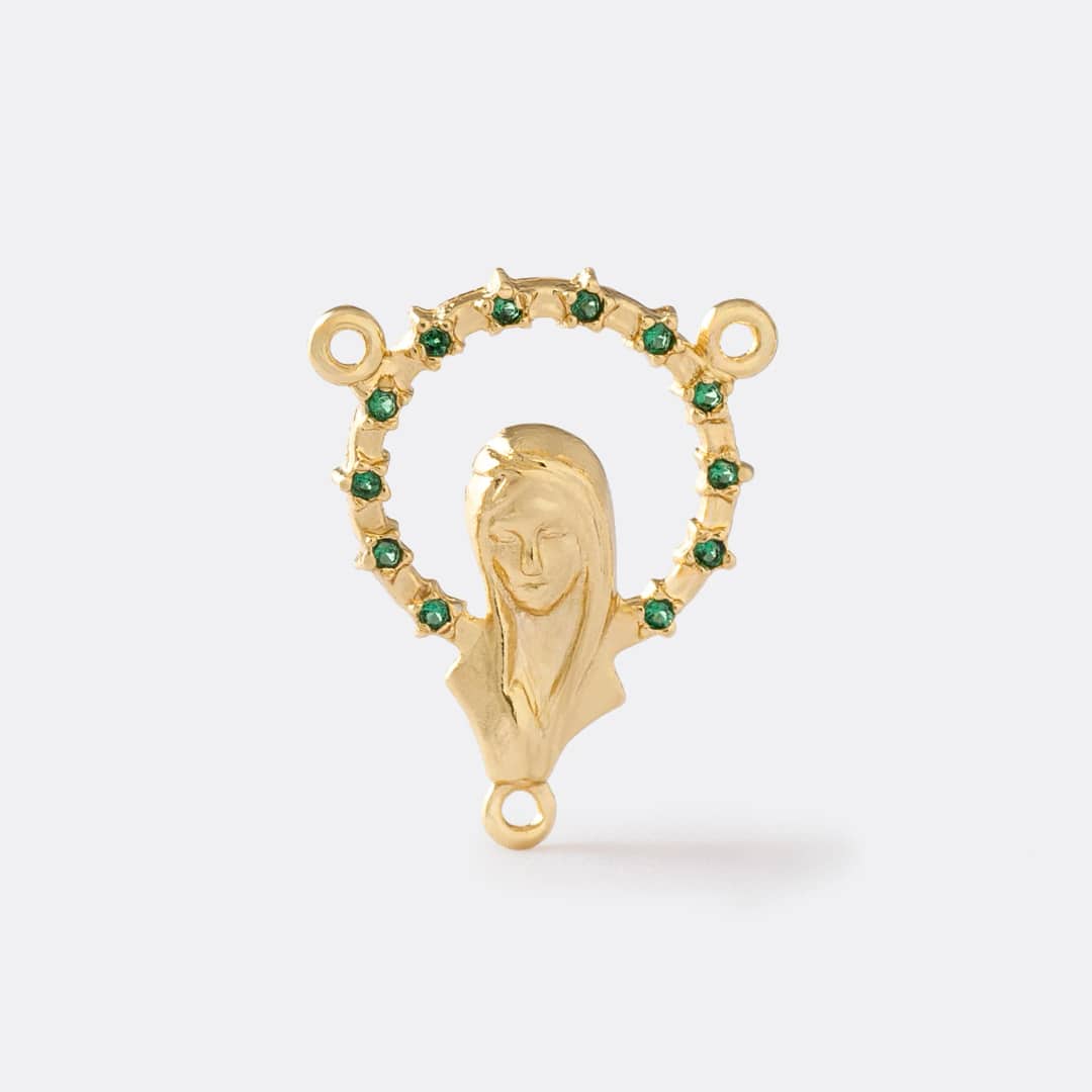 Crucero Virgen Con Circonias Verde en oro laminado 18K - Ofir18K