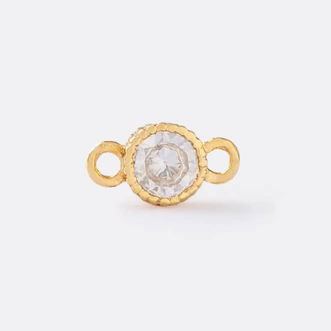 Herraje Circonia Redonda Cristal en oro laminado 18K - Ofir18K