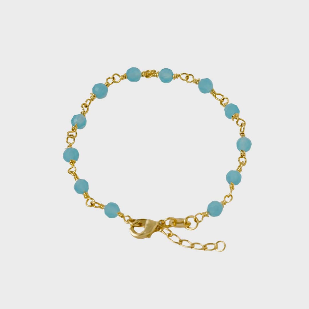 Pulsera Blue Dream 16 cm + Extensor en oro laminado 18K - Ofir18K