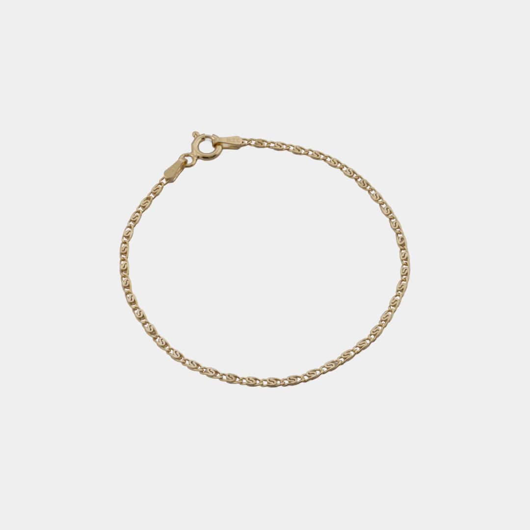 Pulsera Caracol Plana 1.80 mm 16.5 cm en oro laminado 18K - Ofir18K