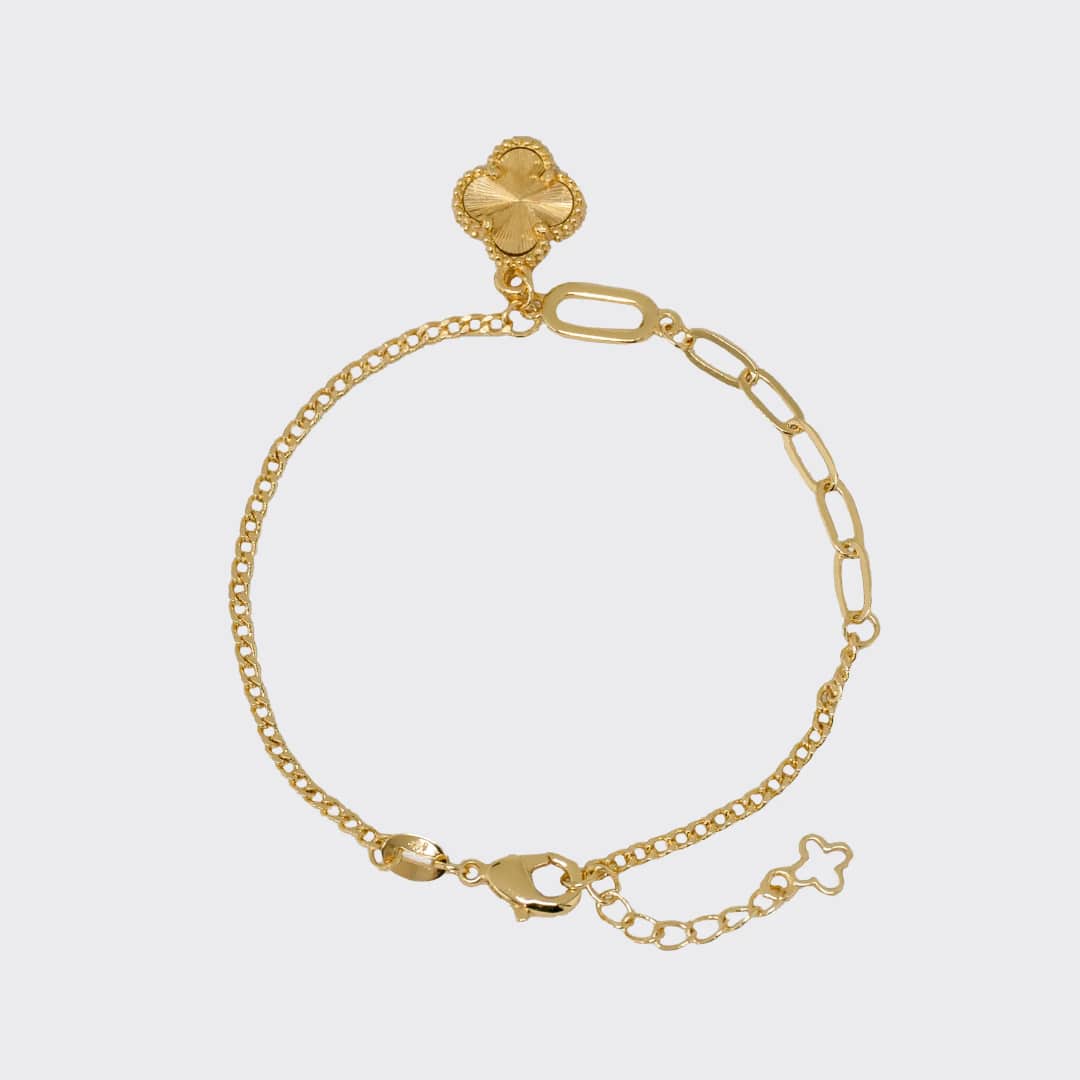 Pulsera Cubana Clover 1 en oro laminado 18K, 15 cm - Ofir18K
