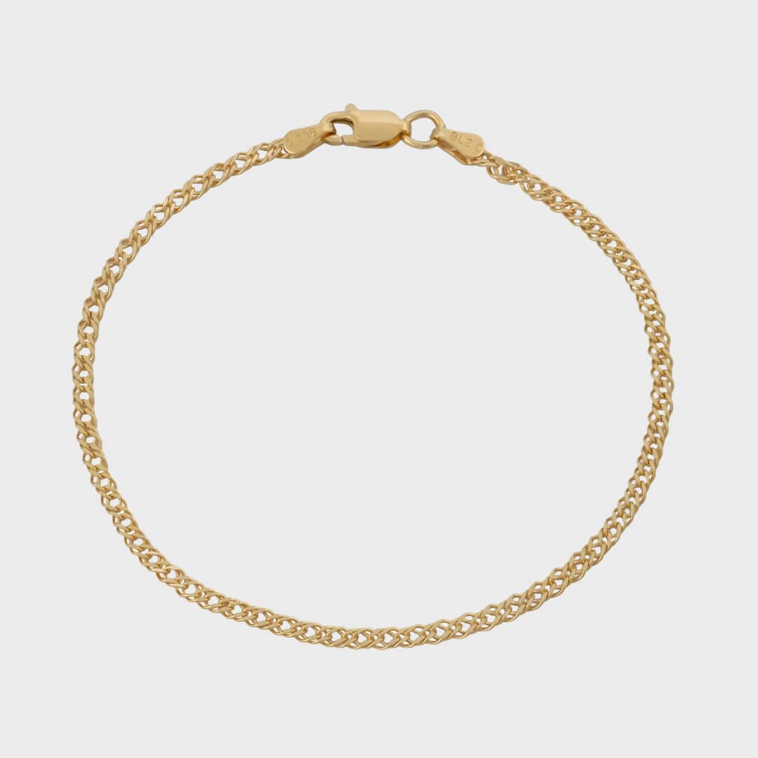 Pulsera Cubana Cruzada 2.4 mm 19.5 cm en oro laminado 18K - Ofir18K