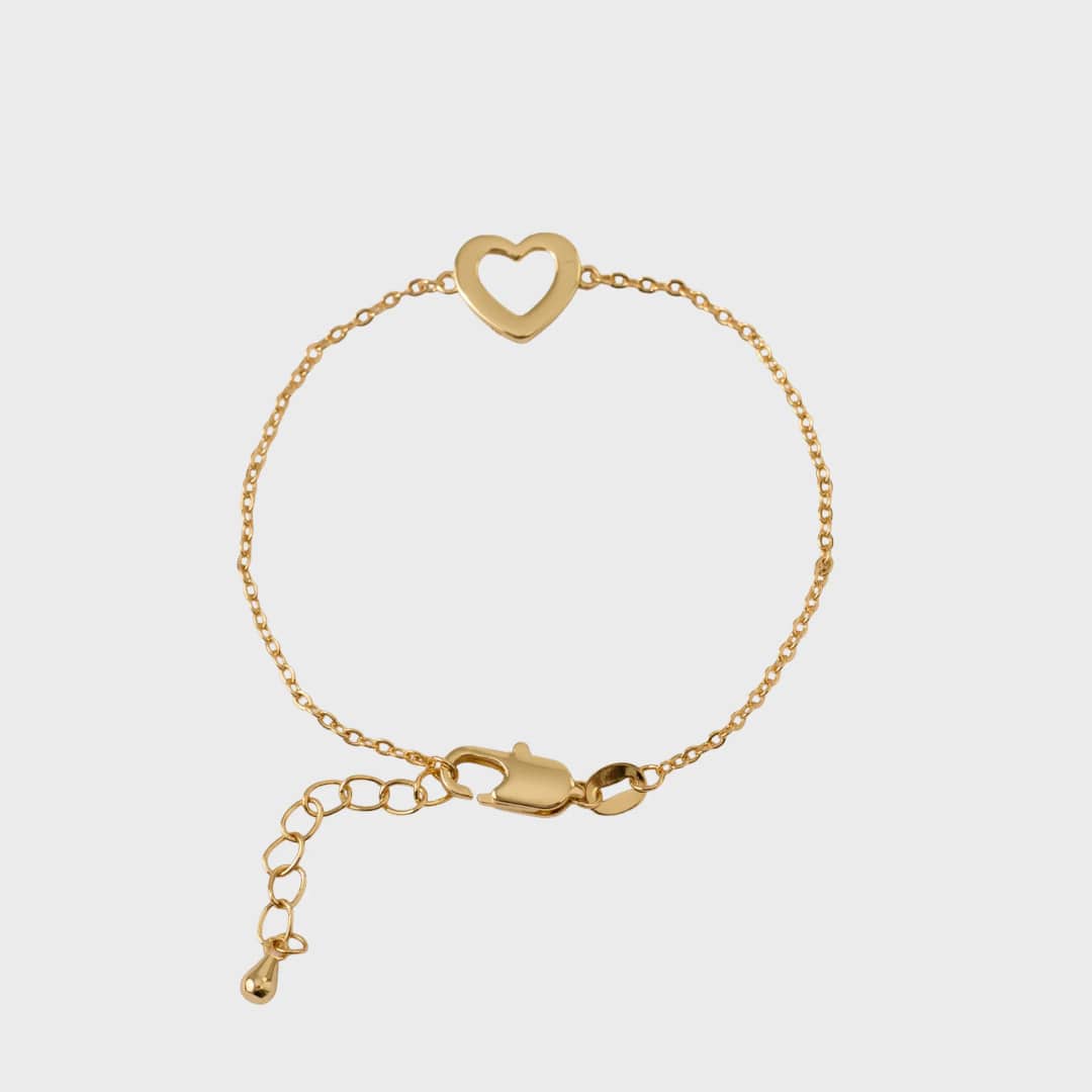 Pulsera heart + extensor en oro laminado 18K, 15 cm - Ofir18K