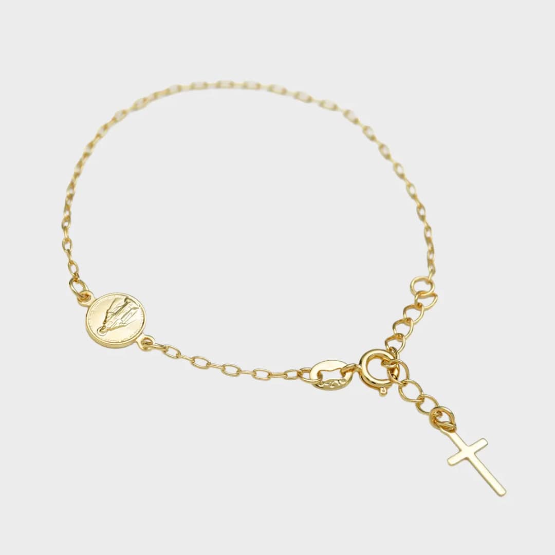 Pulsera Virgen Milagrosa 16.5 cm + Extensor en oro laminado 18K - Ofir18K